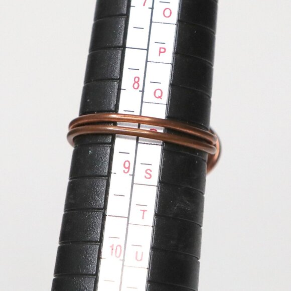 Handmade Copper Wire Wrapped Ring | White Ceramic Bead Grey Veins | Bohemian - Picture 6 of 7